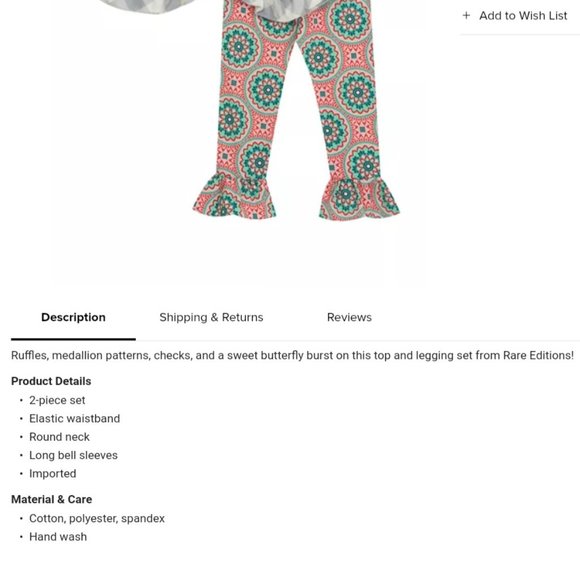 'RARE EDITIONS' TOP & PANTS BUTTERFLY SET - Picture 13 of 15